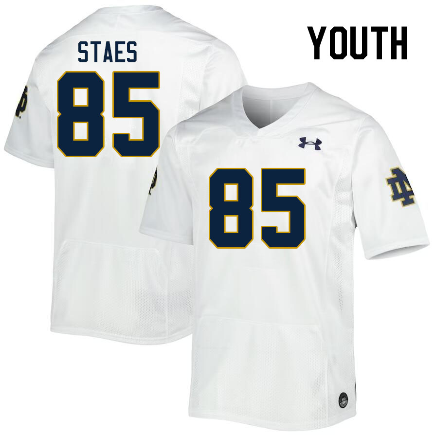 Youth #85 Holden Staes Notre Dame Fighting Irish College Football Jerseys Stitched-White